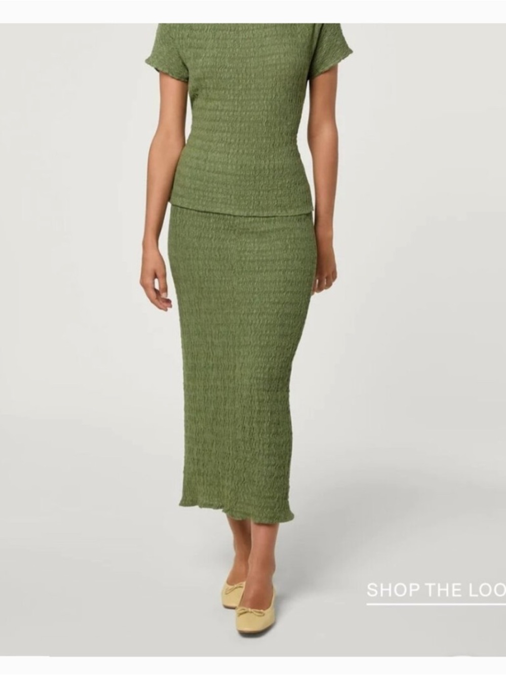 Rouje Tana Skirt Olive Ribbed Knit Midi Skirt